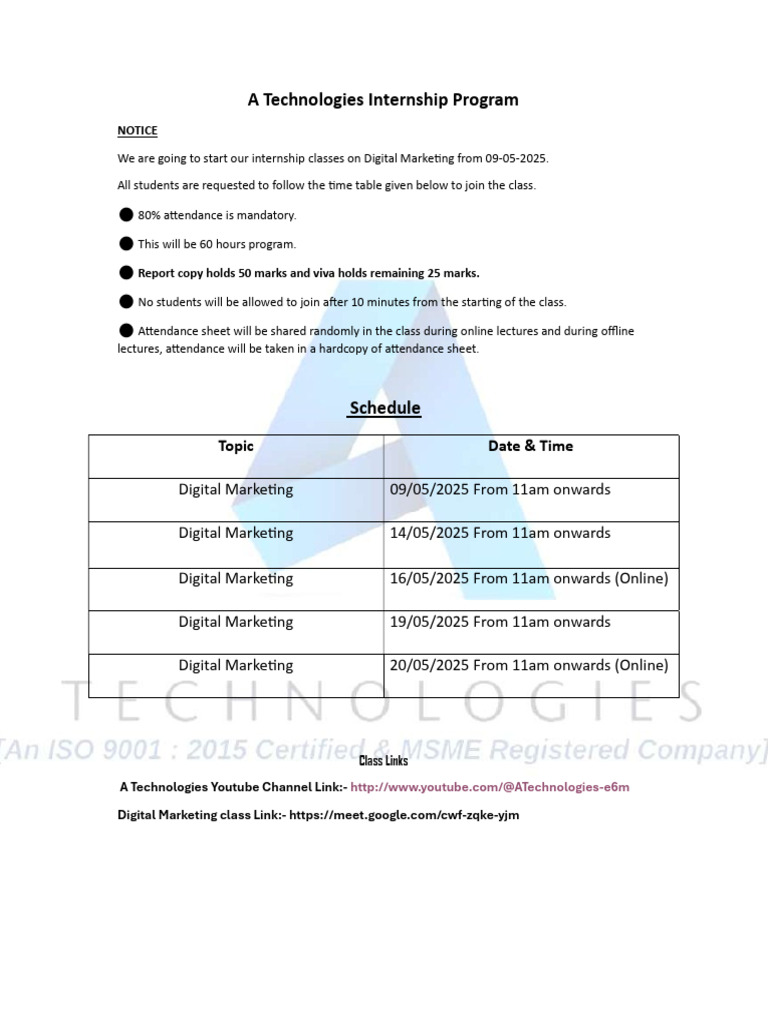 Digital Marketing Schedule | PDF