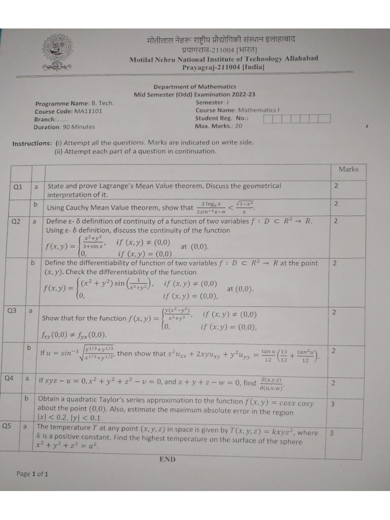Mathematics Mid Sem | PDF