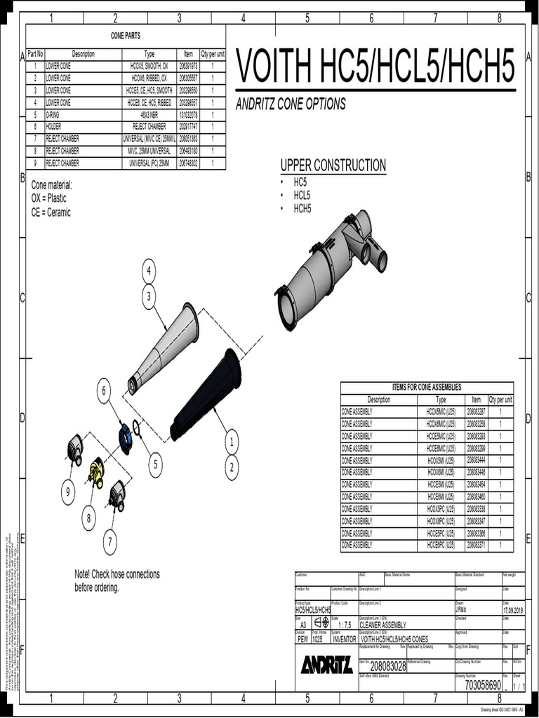 HC5/HCL5/HCH5 Cone Assembly Details | PDF