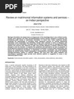 Review on Matrimonial Information Systems and Services - An Indian Perspective