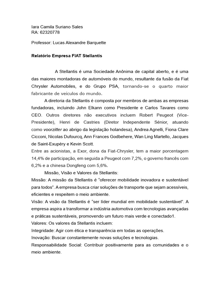 Relatório de Sustentabilidade da Stellantis | PDF | Desperdício ...