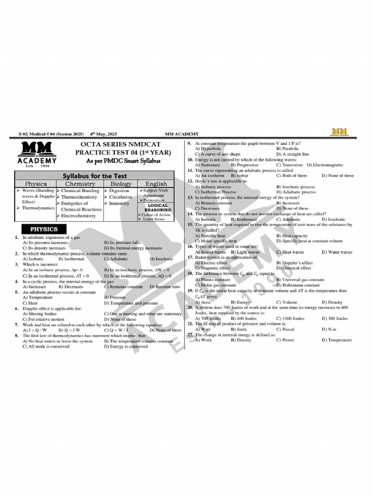 MM Test 4 May 2025 | PDF