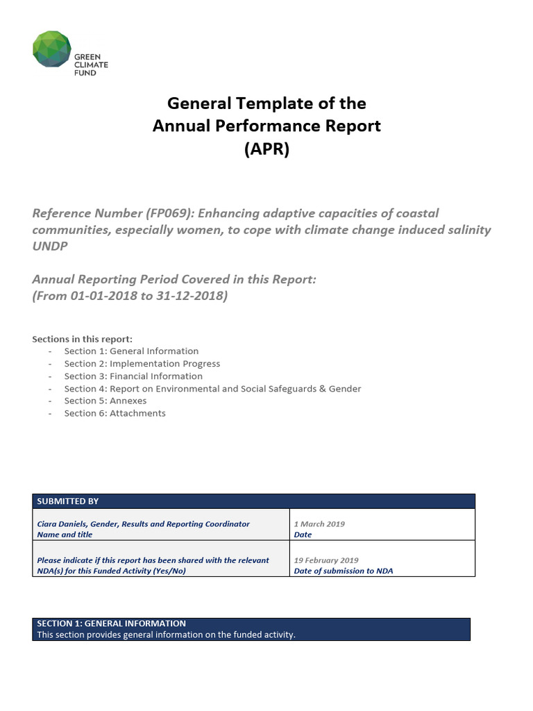 Annual Performance Report Template | PDF | Climate Resilience | Natural ...
