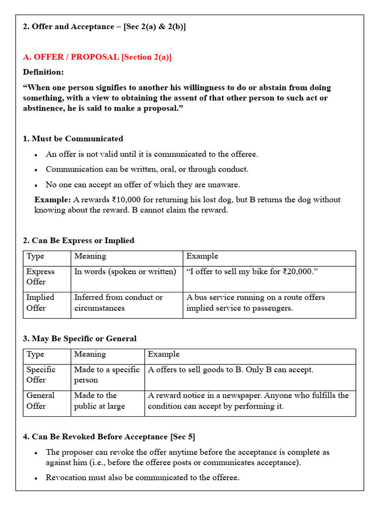 Indian Contract Act Note by Amrit Part 3 | PDF | Offer And Acceptance ...