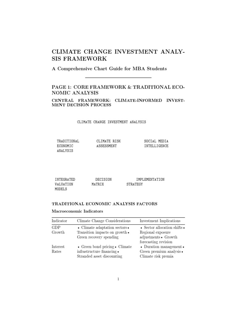Climate Change Investment Framework | PDF | Discounted Cash Flow ...