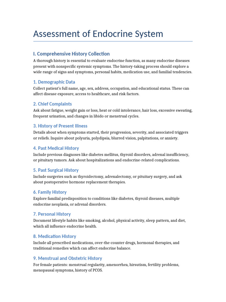 Endocrine Assessment Expanded | PDF | Endocrine System | Thyroid