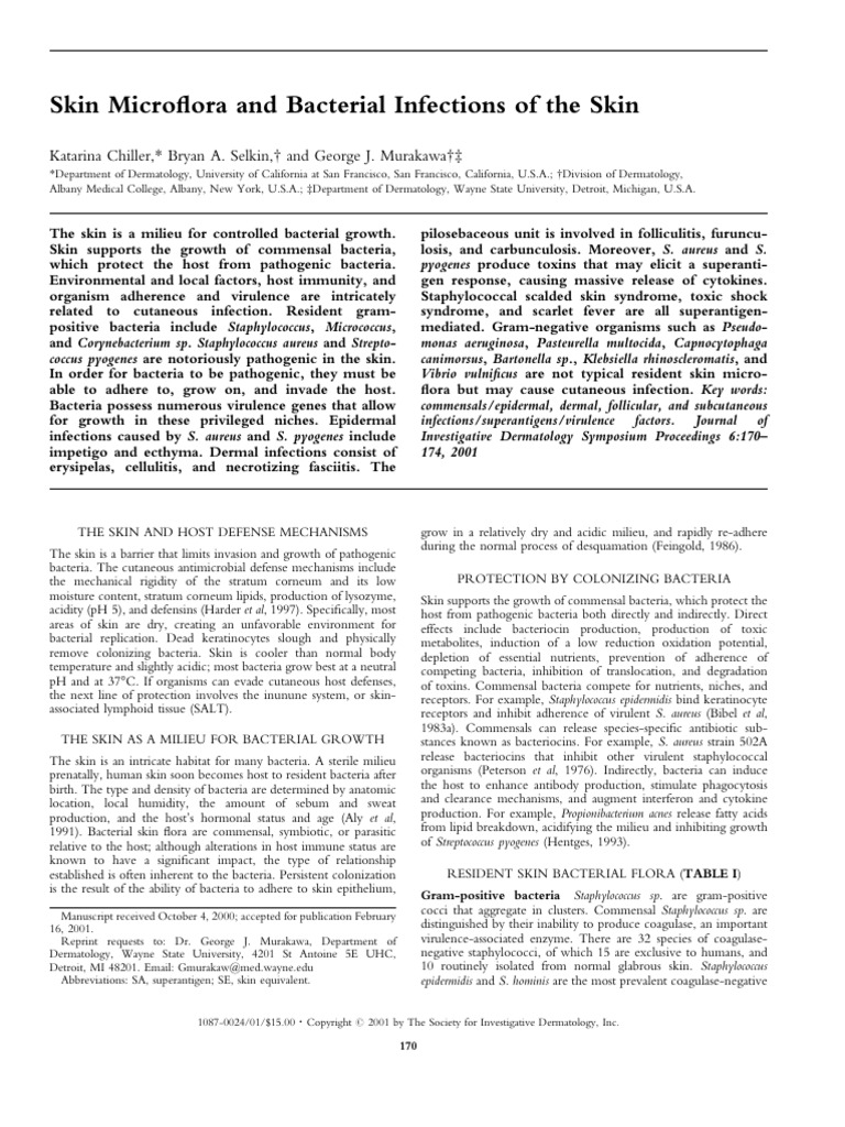 Skin Microbiome and Infections Explained | PDF | Staphylococcus ...
