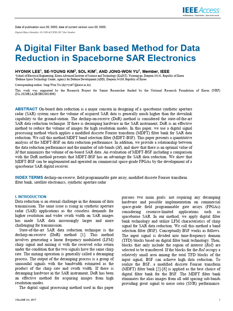 SAR Data Reduction via MDFT Filter Bank | PDF | Filter (Signal ...