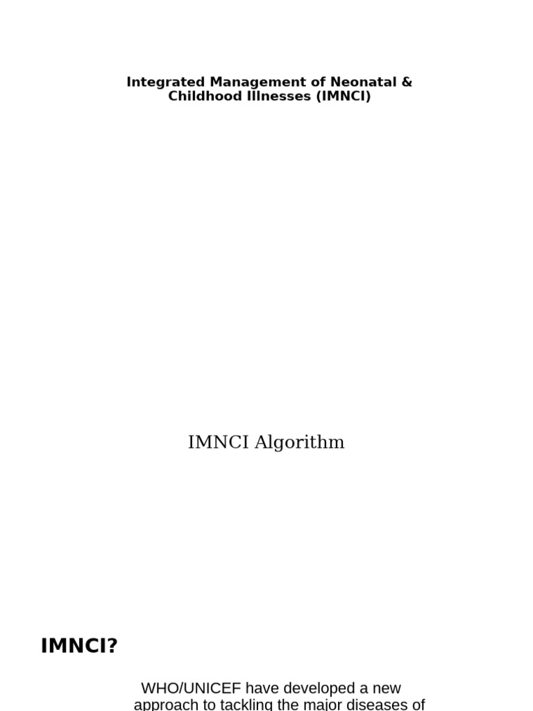 ADE - Imnci and Algorithm | PDF | Malnutrition | Infants