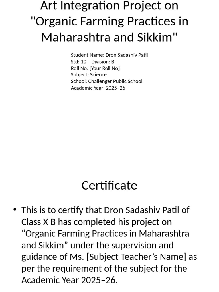 Organic Farming in Maharashtra & Sikkim | PDF | Organic Farming ...