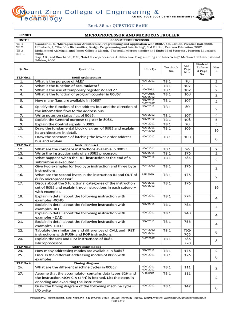 Unit-1 MPMC QB | PDF | Classes Of Computers | Computer Engineering