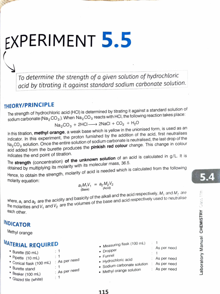 Titration of Hydrochloric Acid Strength | PDF | Acid | Titration