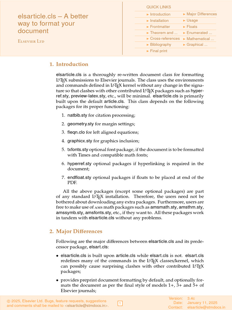 elsarticle.cls: LATEX Formatting Guide | PDF | Citation | Te X