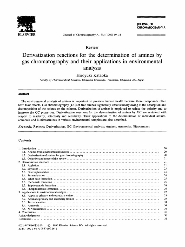 Derivatization of Amines for GC Analysis | PDF | Amine | Gas Chromatography