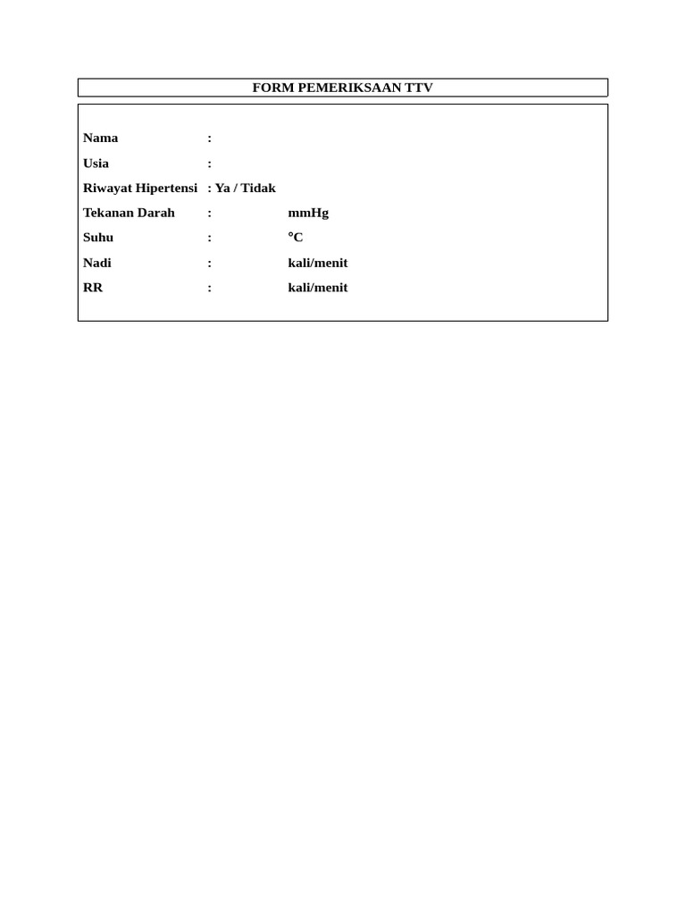 Form Pemeriksaan TTV Kesehatan | PDF