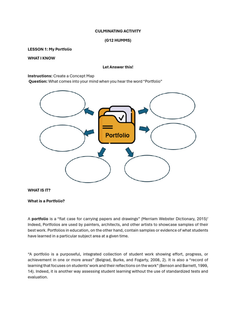 G12 HUMSS Portfolio Creation Guide | PDF | Learning | Cognition
