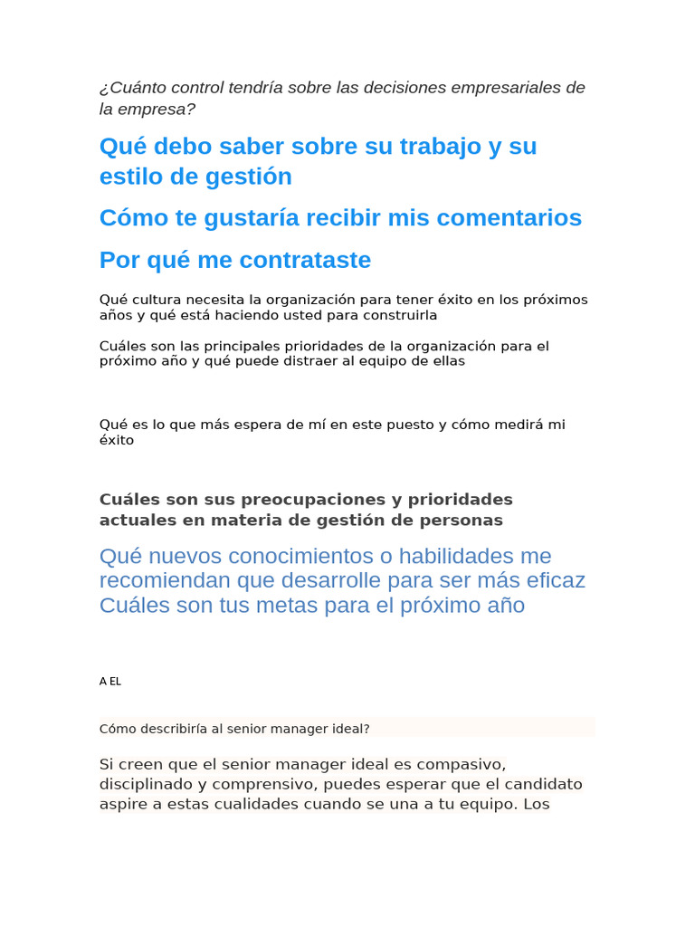 Cuánto Control Tendría Sobre Las Decisiones Empresariales de La Empresa ...