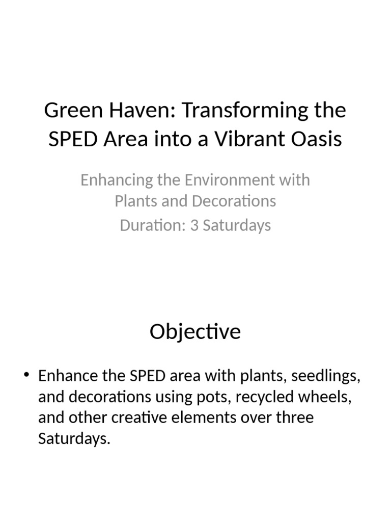 SPED Area Garden Transformation Plan | PDF