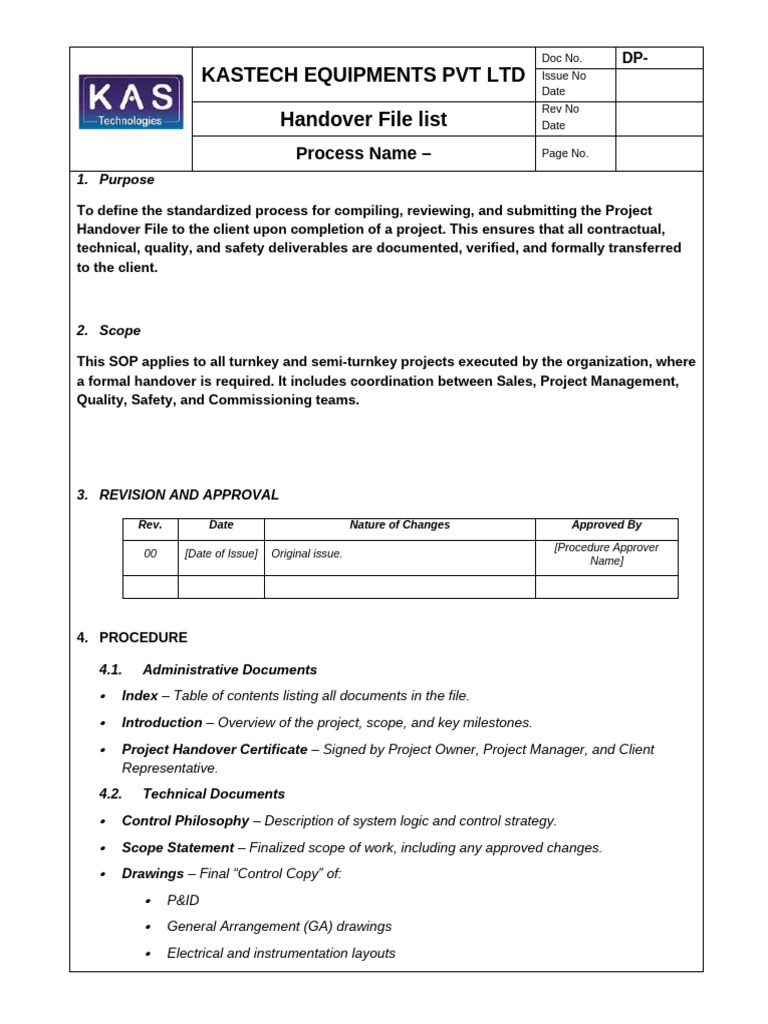 Project Handover Process SOP | PDF