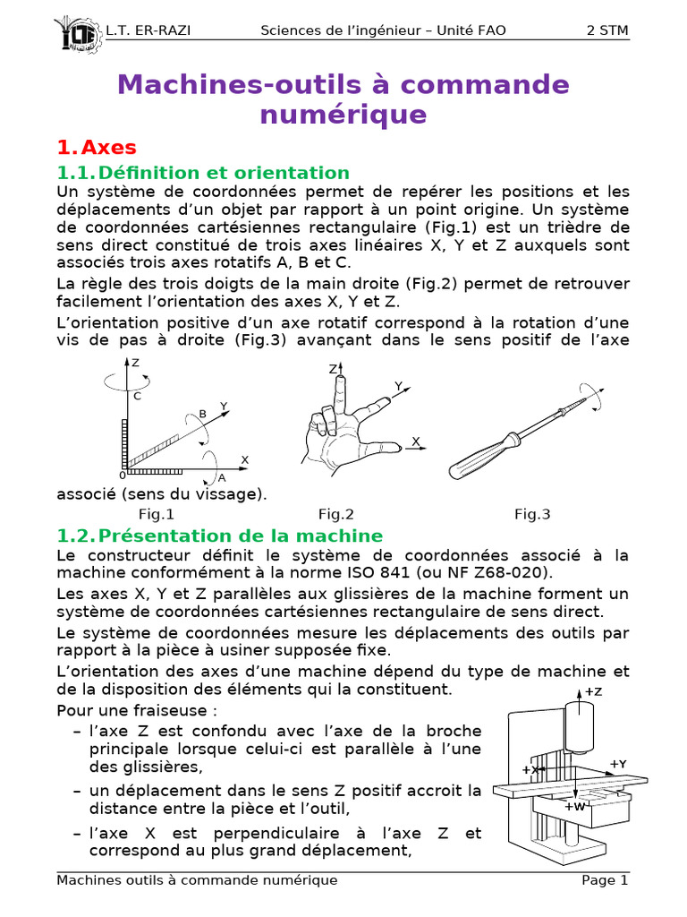Axes et programmation des machines CNC | PDF | Machine-outil à commande ...