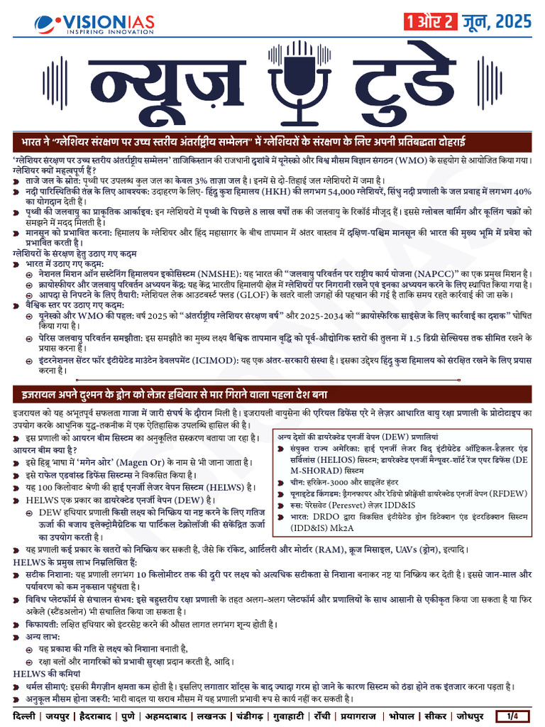 VisionIAS Daily Current Affairs 1 & 2 June 2025 | PDF