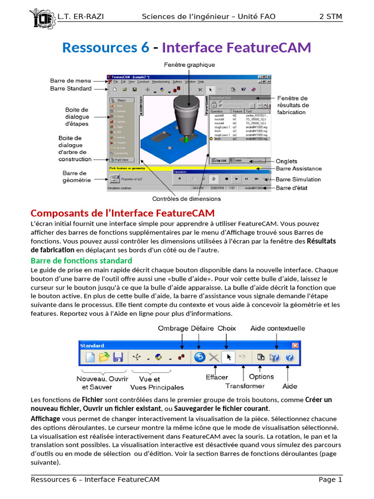 Guide de l'Interface FeatureCAM | PDF | Interface graphique | Menu ...