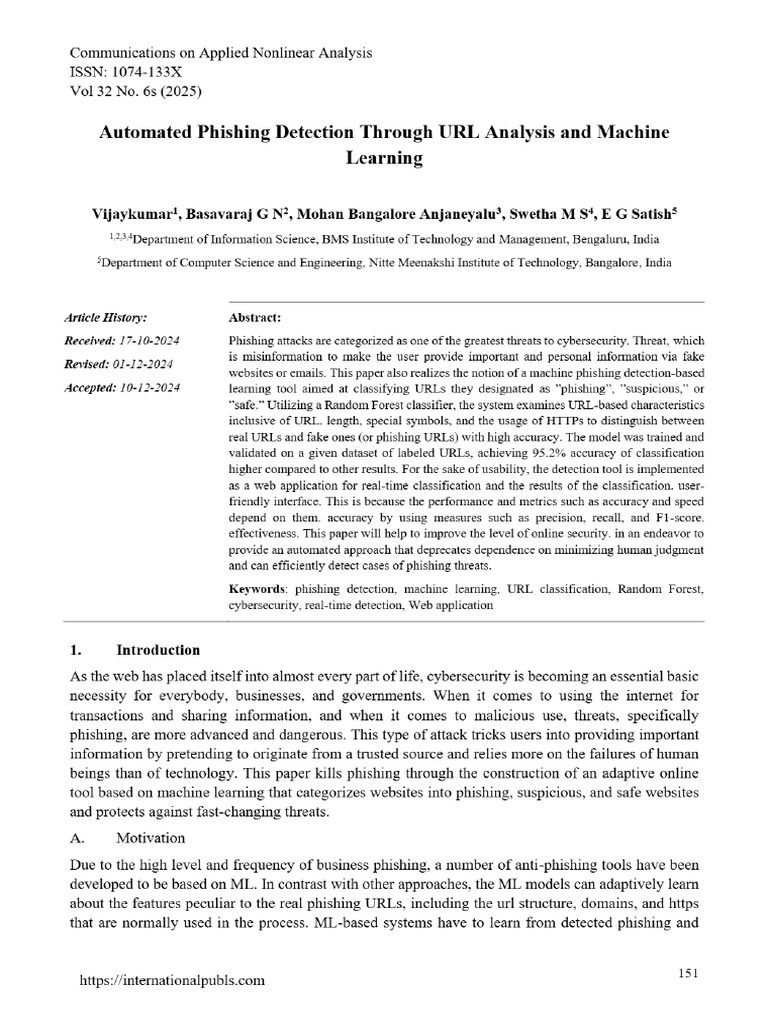 Automated Phishing Detection Through URL Analysis and Machine Learning ...