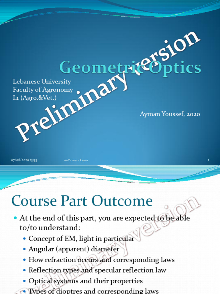 Geometric Optics Course Overview | PDF | Electromagnetic Radiation | Optics