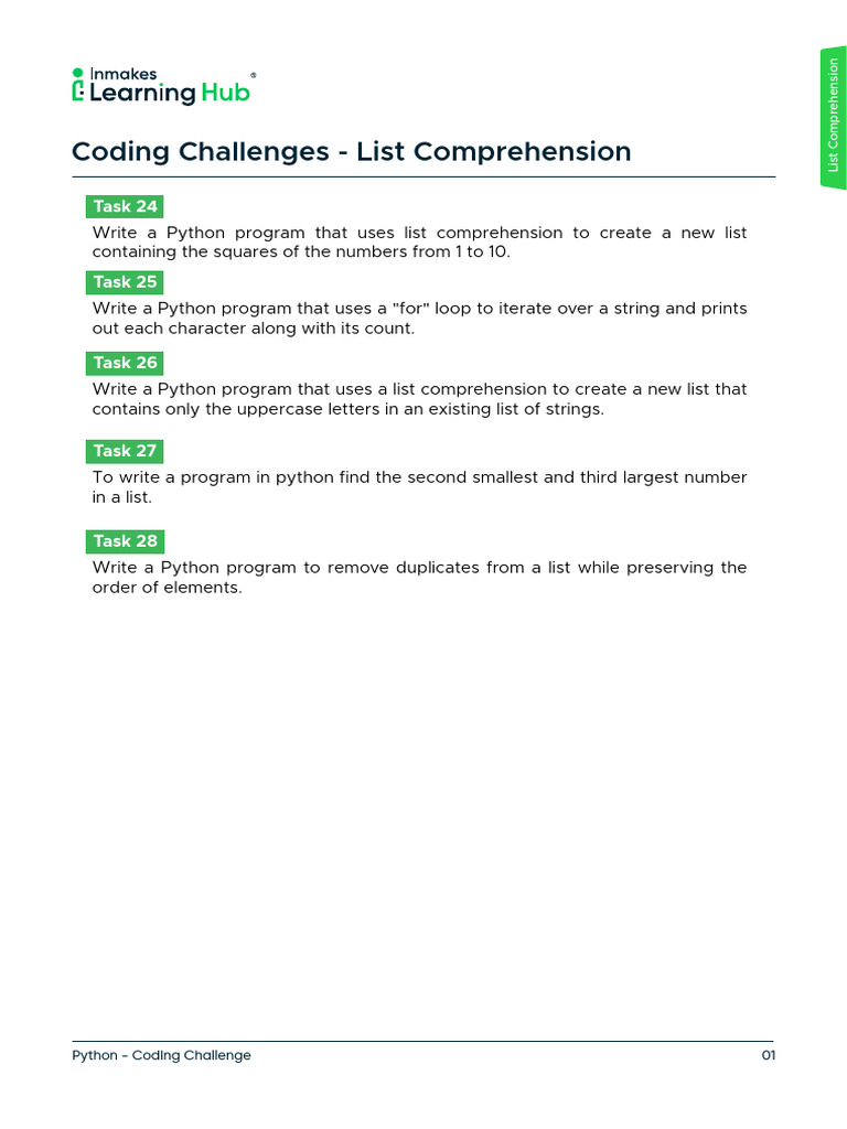 Python List Comprehension Challenges | PDF