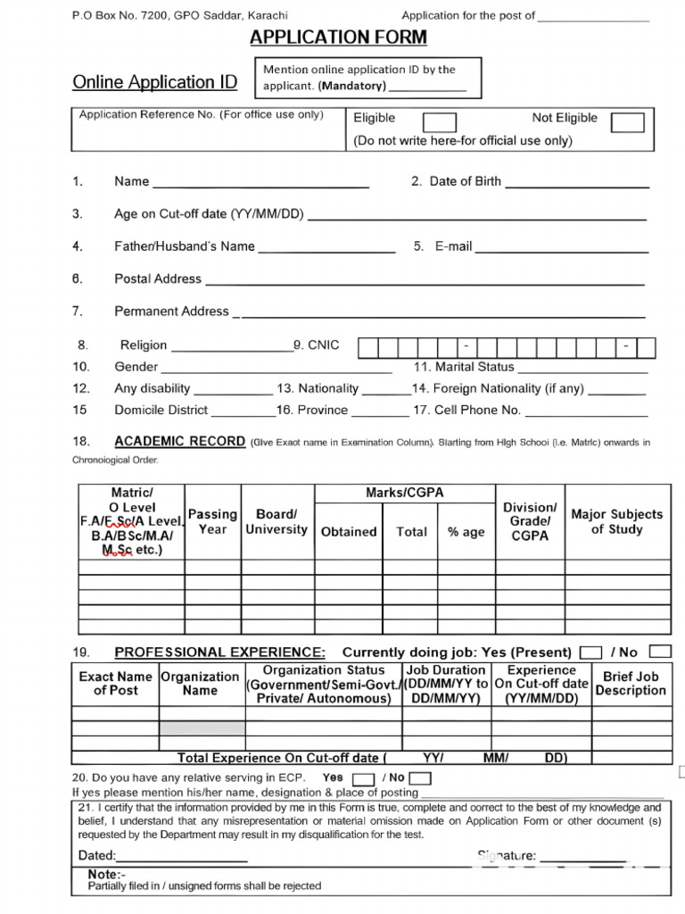 Online Application Form | PDF