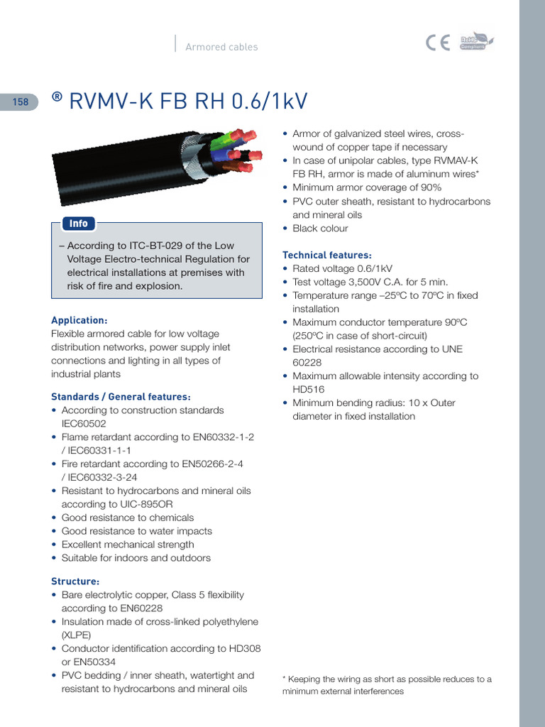 RVMV-K & RVMAV-K Cable Specifications | PDF | Electrical Wiring | Materials