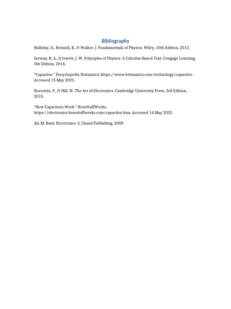 Bibliography Capacitors Project | PDF