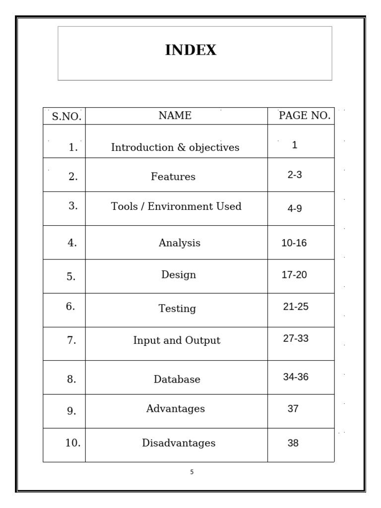 Project Index Overview | PDF