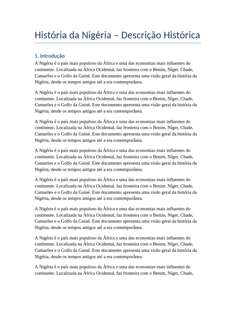 História da Nigéria: Civilizações e Impactos | PDF | Nigéria | Biafra