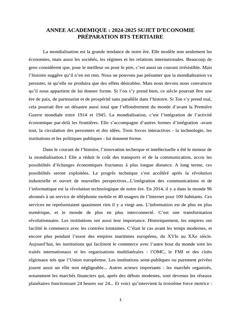 Impact de la Mondialisation sur l'Économie | PDF | Globalisation | Économie