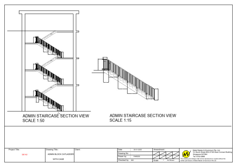 Admin Staircase Section View Drawing | PDF