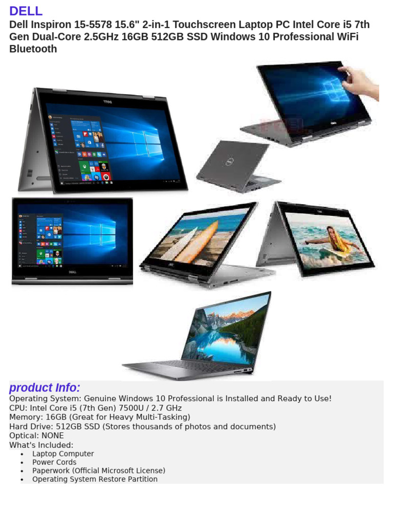 Dell Inspiron 15-5578 Specs & Price | PDF