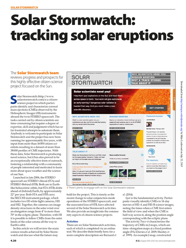 Solar Stormwatch Tracking Solar Eruption | PDF | Solar System | Bodies ...