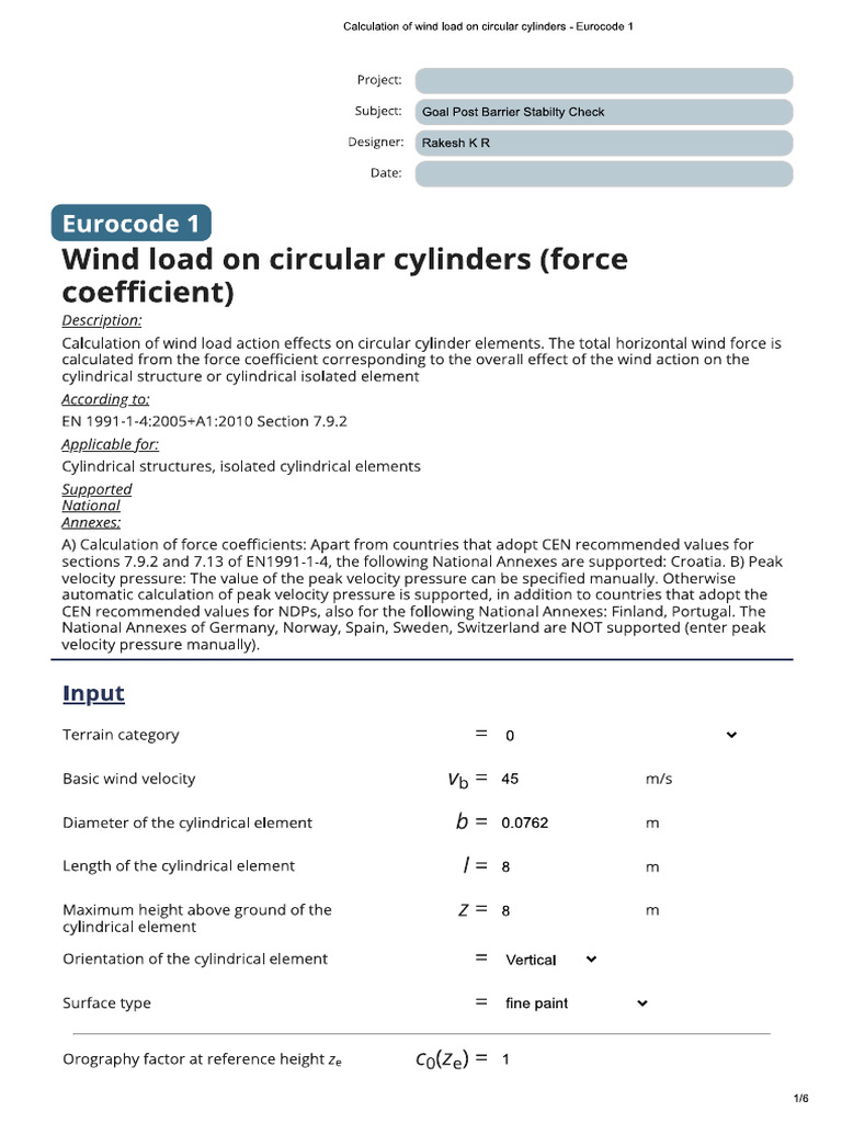 Appendix A-Calculation of Wind Load Part 1 | PDF