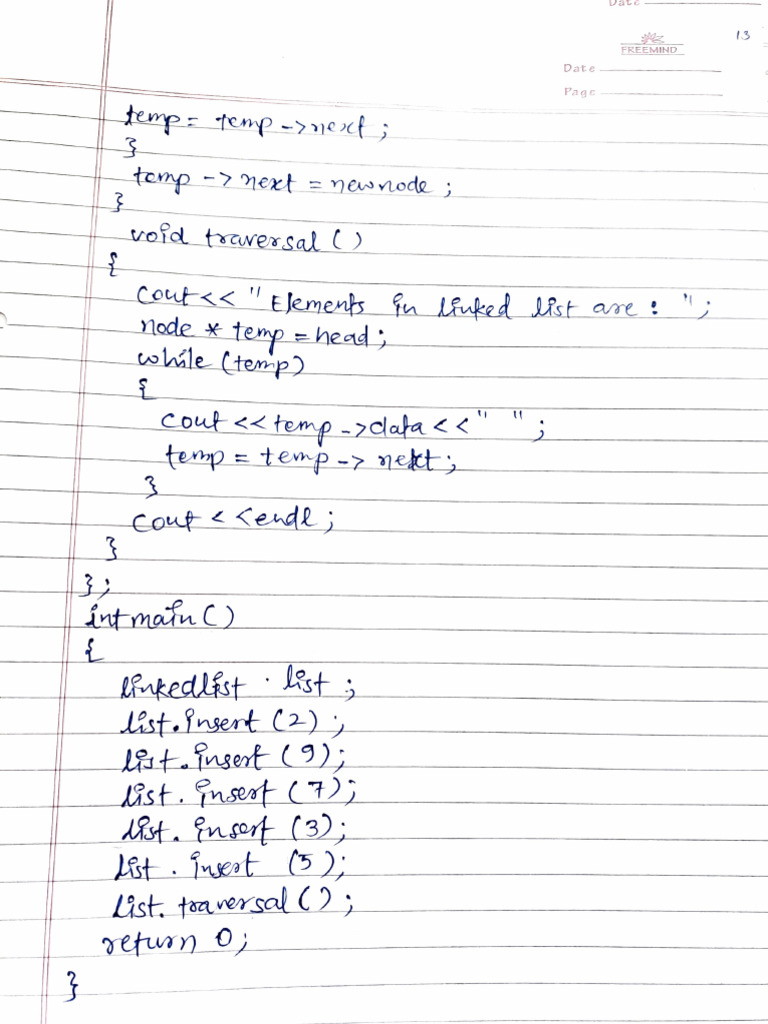 Linked List Traversal and Insertion Code | PDF