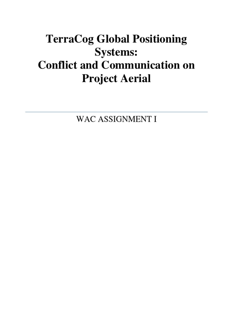 Terracog Global Positioning Systems Conflict and Communication On