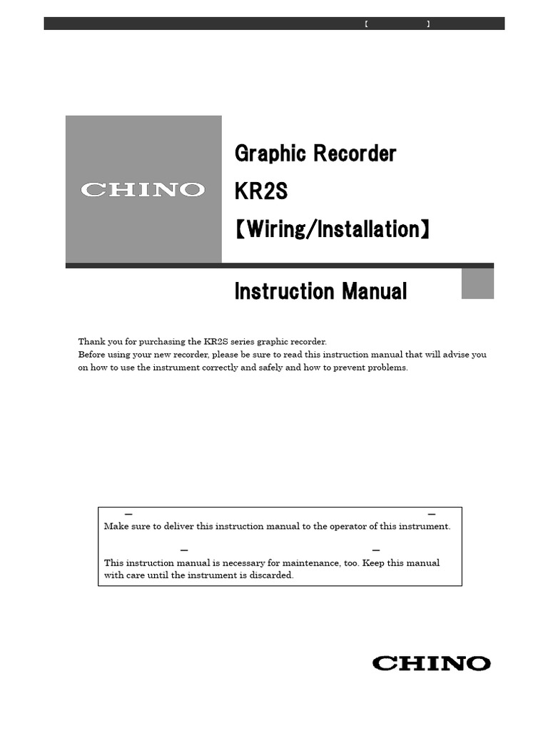 KR2S Graphic Recorder Installation Guide | PDF | Power Supply ...