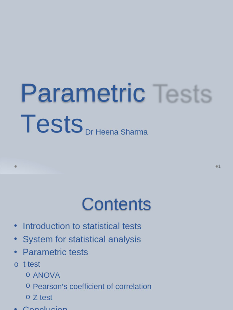 Overview of Parametric Statistical Tests | PDF | F Test | Analysis Of ...