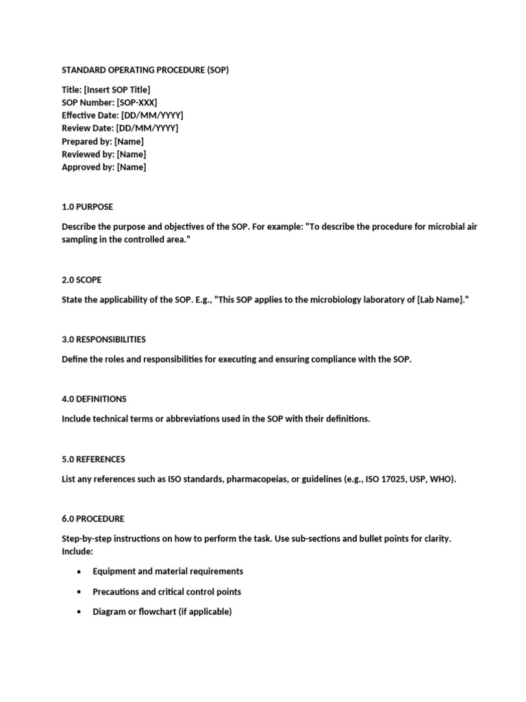 Laboratory SOP Template Guide | PDF