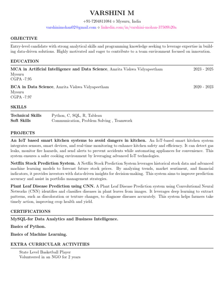 Varshini M - Doc | PDF