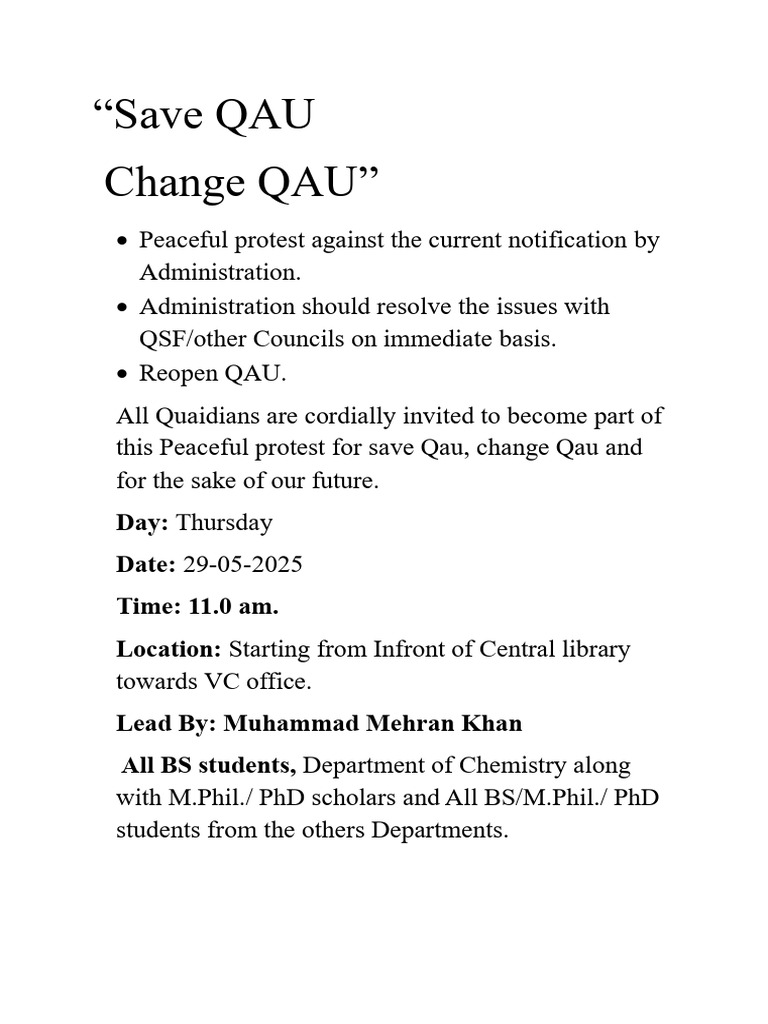Save QAU. | PDF