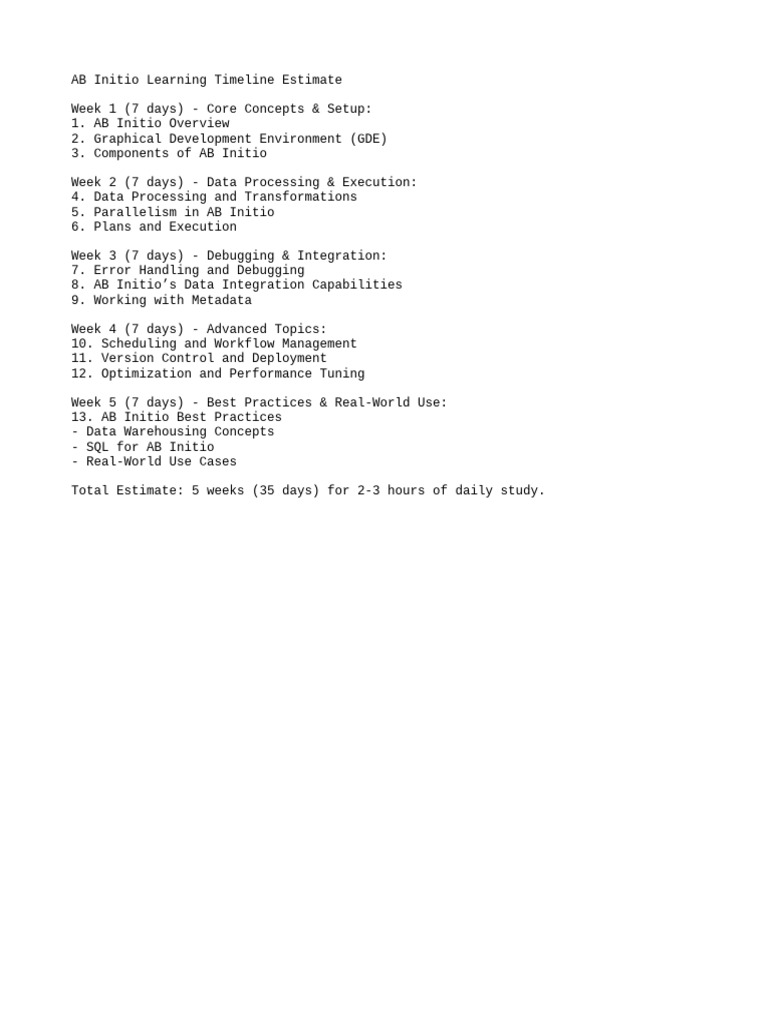 AB Initio Learning Timeline Guide | PDF