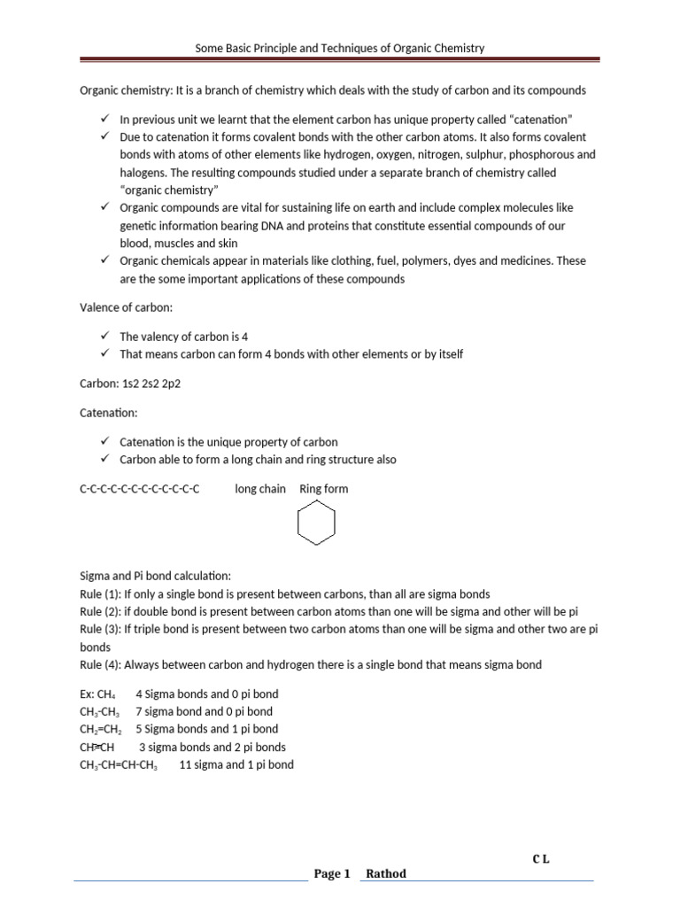 Principles of Organic Chemistry Basics | PDF | Isomer | Chemical Bond