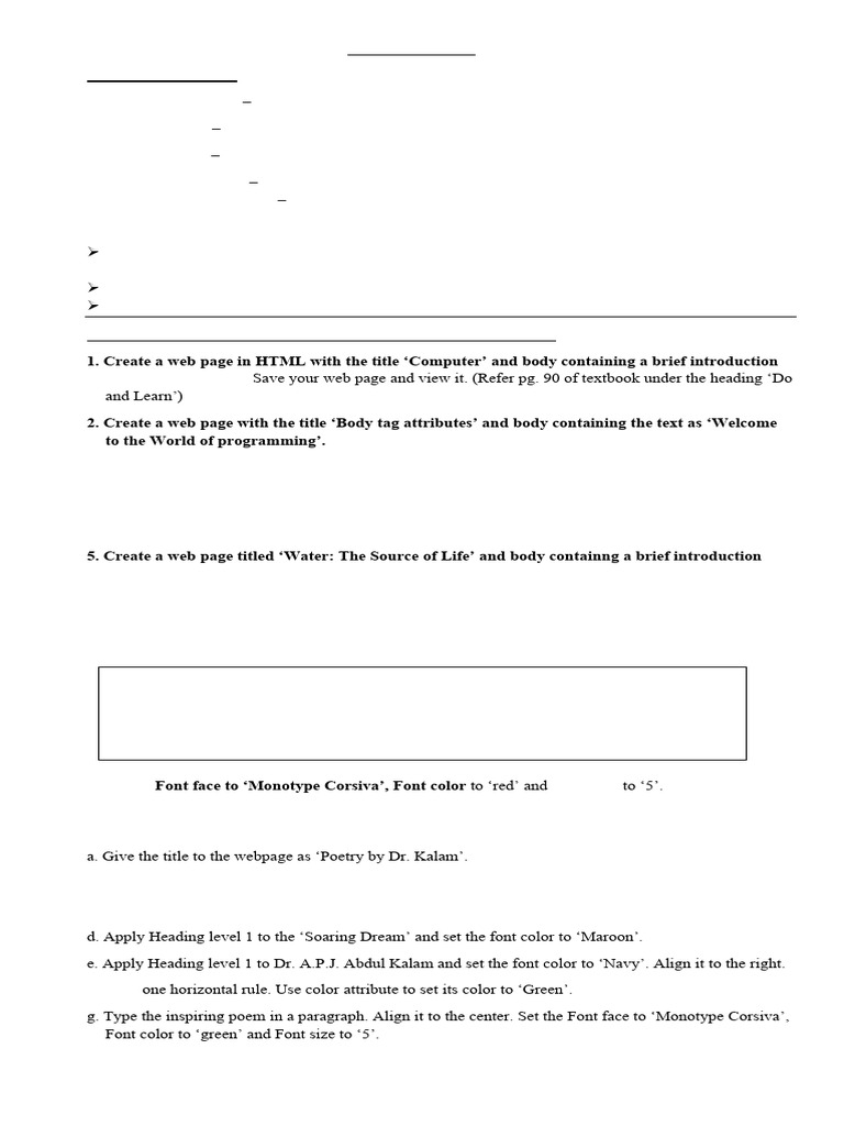 Class 6 Computer Chapter 3 Guide | PDF | Html | Html Element