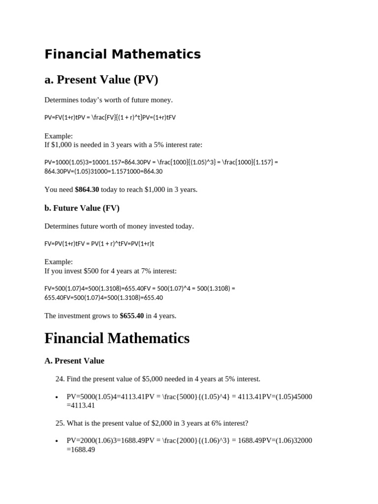Financial Mathematics | PDF